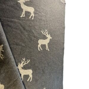 David Fussenegger Austria Stag Deer Reversible Grey Cotton Blend Throw Blanket